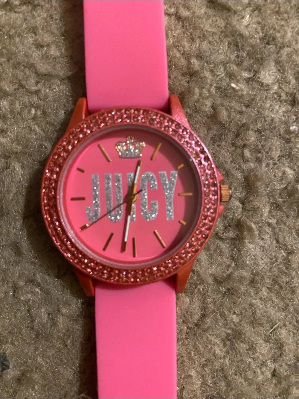Juicy Couture Pink Silicone Crystal Accent Watch